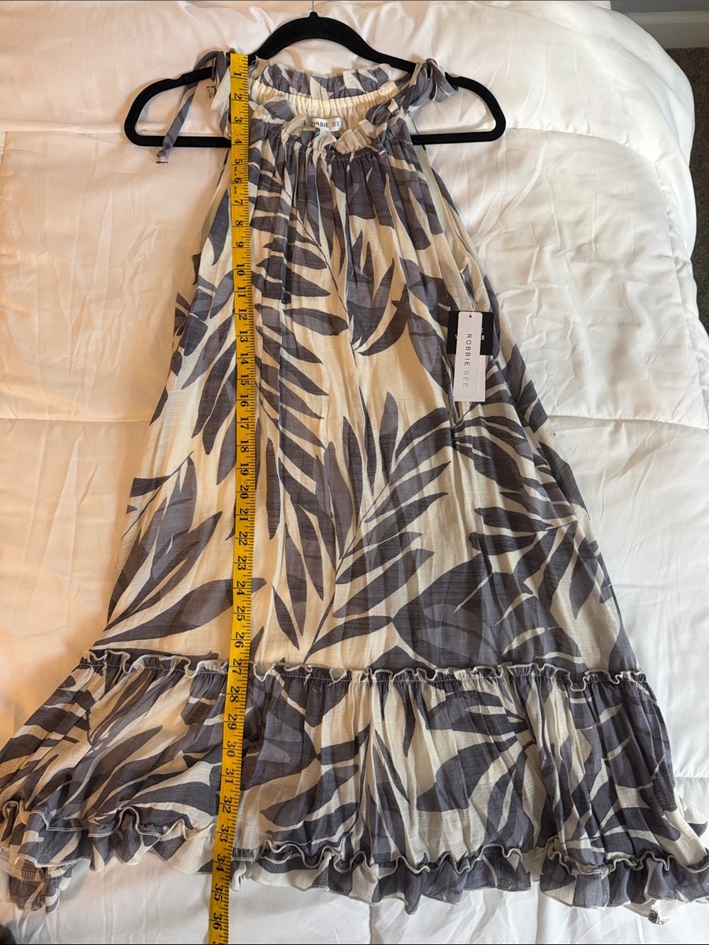 Robbie Bee Blue & White Ruffle-Trim Dress NWT - Picture 5 of 9